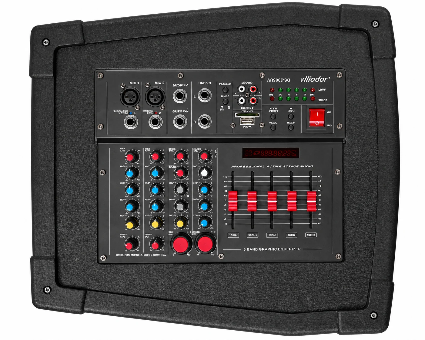 ARRIBA Parlante Activo Vlliodor DS-2005UV, 800W, EQ, Entradas Mic/Guitarra — imagen 2 de 6