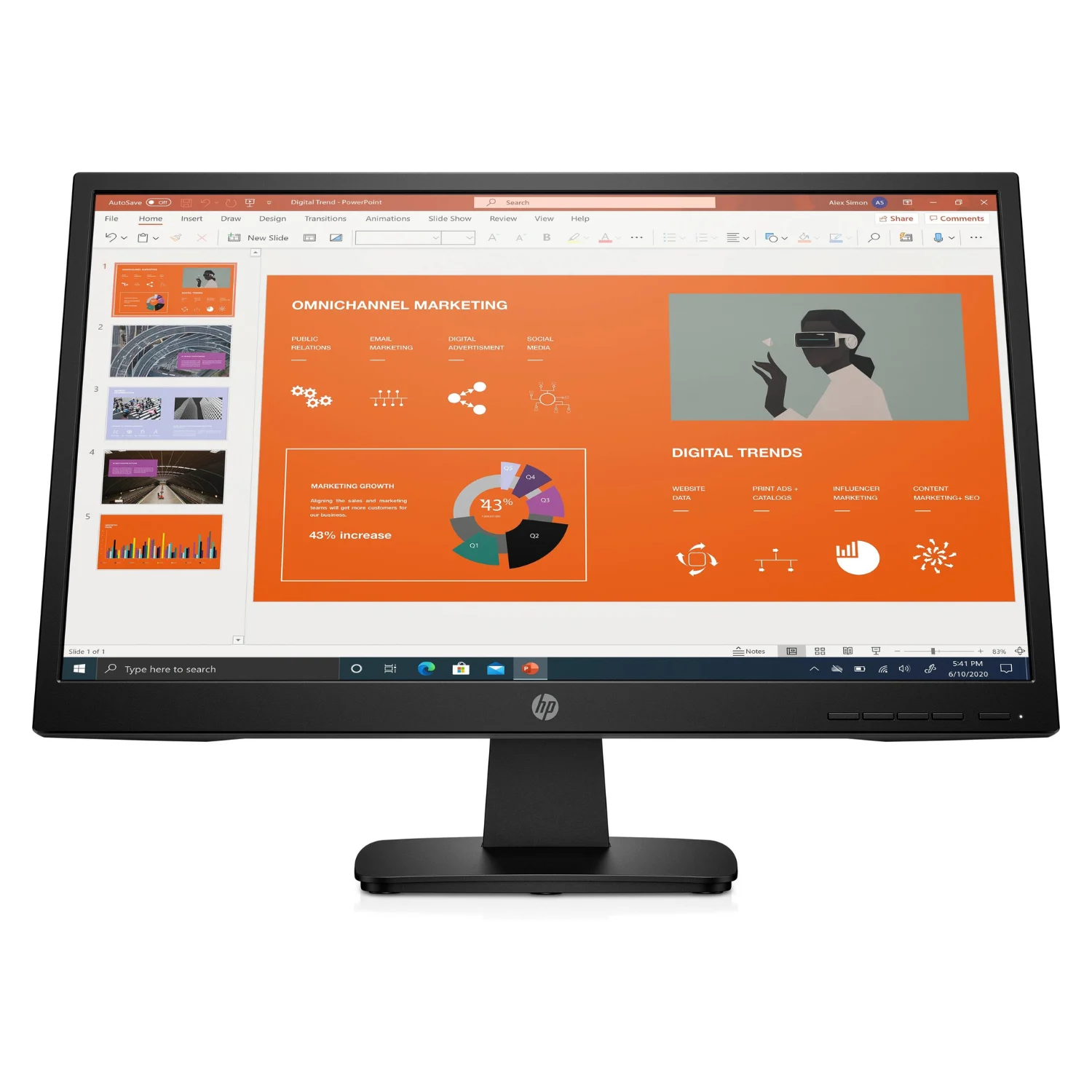 P22va 1 Monitor FHD HP P22va G4 21.5", VA, Oficina y Hogar, Refurbished — imagen 1 de 5