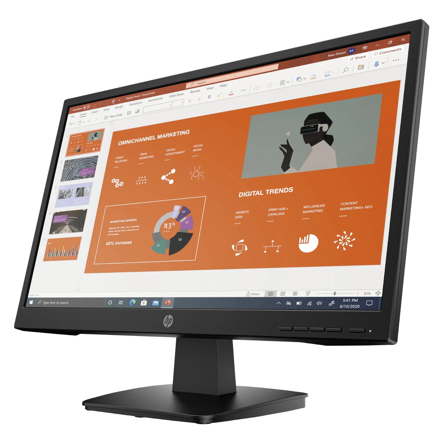 P22va 4 Monitor FHD HP P22va G4 21.5", VA, Oficina y Hogar, Refurbished — imagen 4 de 5